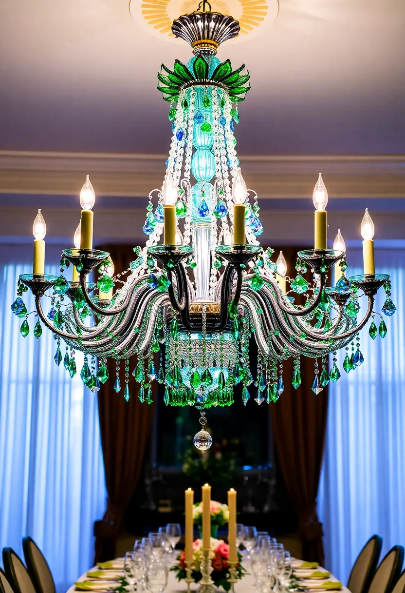 10 Innovative Lighting Ideas That Will Transform Your Space with Stunning Colors! - 5. Glass Chandeliers with Colored Accents