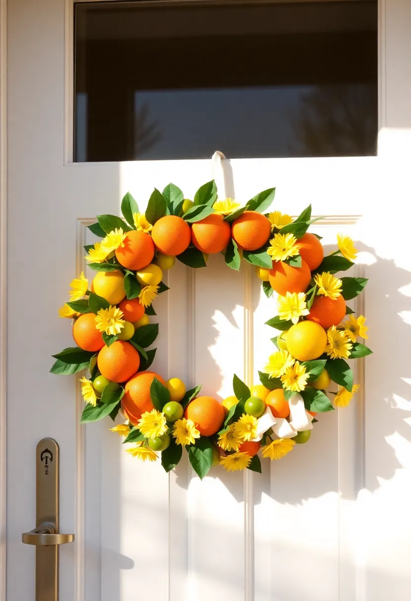 10 Stunning Spring Front Door Wreaths That Will Make Your Neighbors Green with Envy! - 6. Bright Citrus Burst Wreath