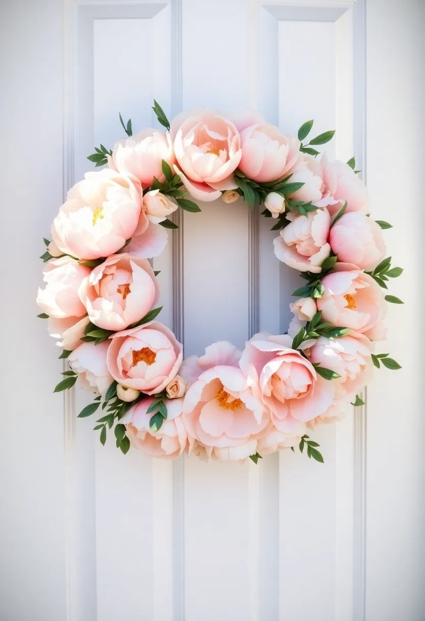 10 Stunning Spring Front Door Wreaths That Will Make Your Neighbors Green with Envy! - 7. Pastel Peony Perfection Wreath