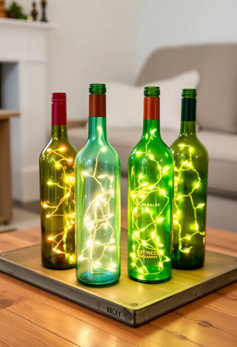 12 DIY Christmas Lighting Projects That Will Transform Your Living Room on a Budget (Incredible #4!) - 3. Upcycled Wine Bottle Lights