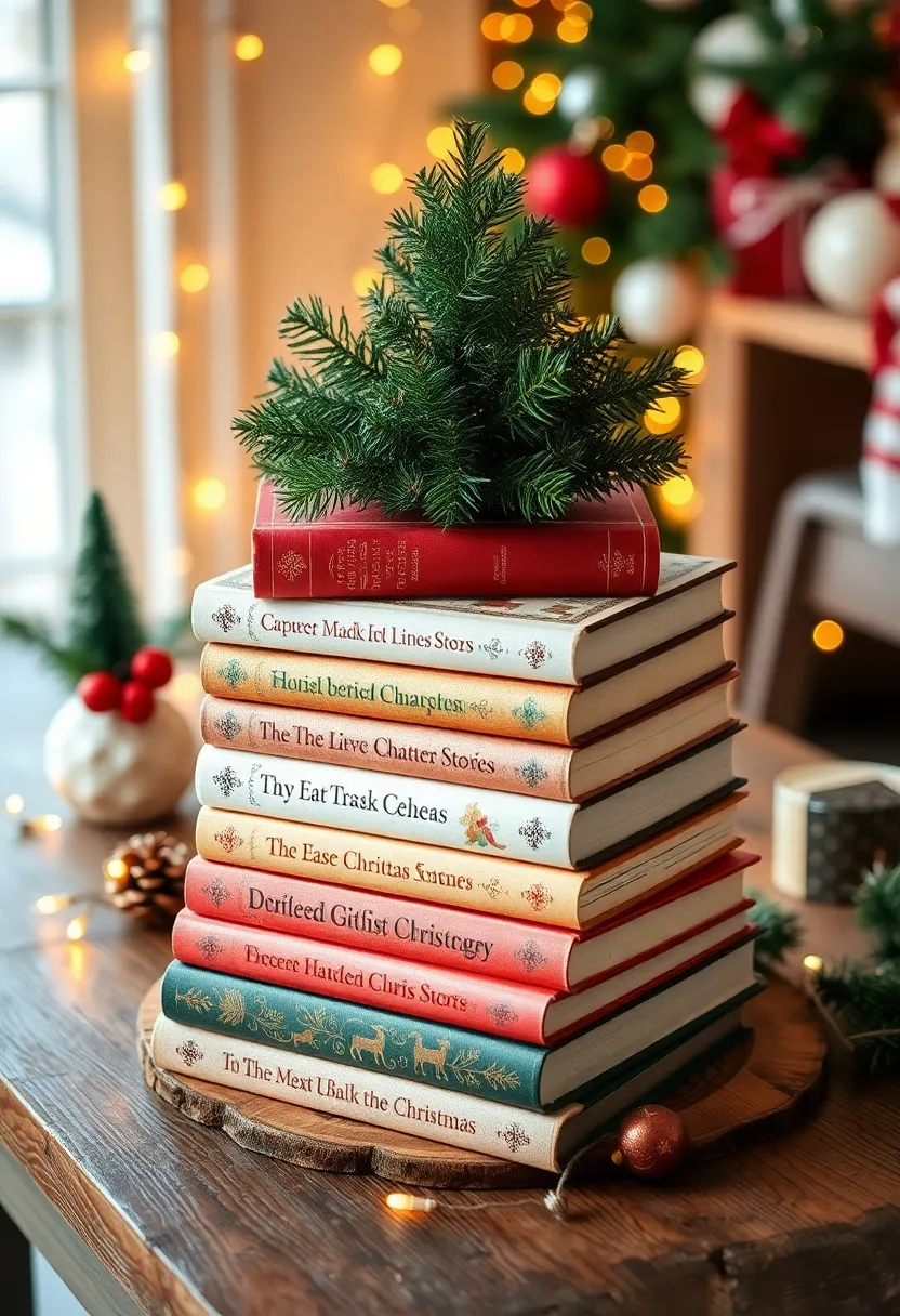 14 Retro Christmas Centrepieces That Will Bring Back Fond Memories! - 11. Charming Vintage Books Stack