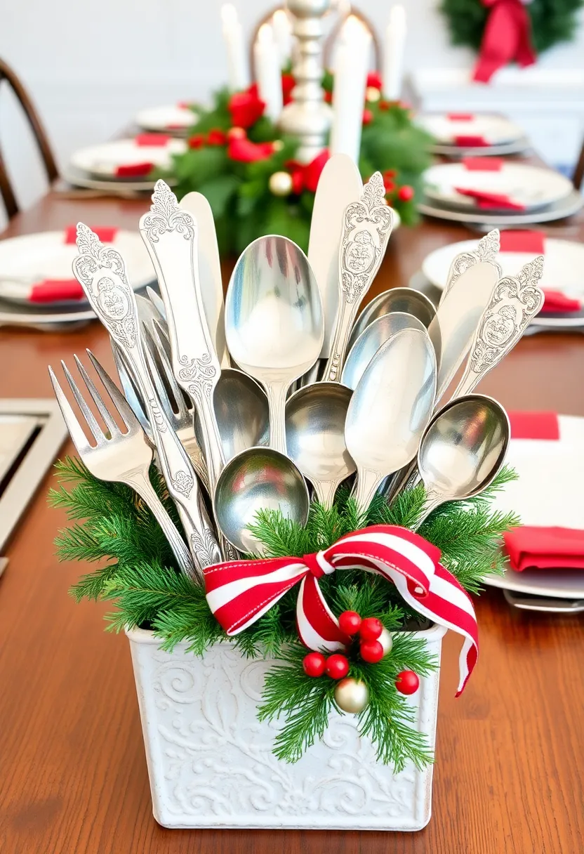 14 Retro Christmas Centrepieces That Will Bring Back Fond Memories! - 9. Vintage Silverware Display