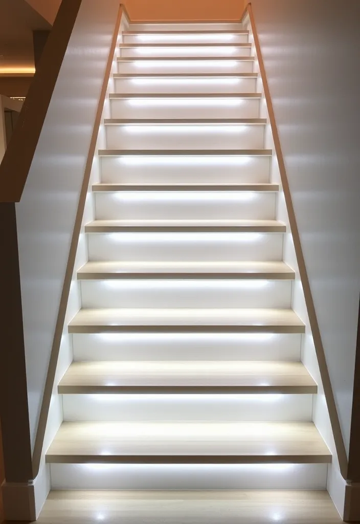 14 Vibrant Colourful Staircase Ideas That Will Brighten Your Home! - Light-Up Steps: Illuminated Pathways