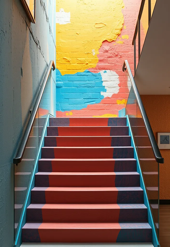 14 Vibrant Colourful Staircase Ideas That Will Brighten Your Home! - Textured Surfaces: Add Dimension