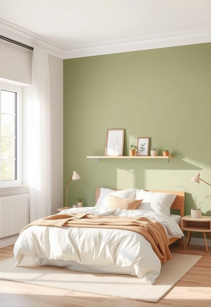 15 Trendy Sage Green Bedroom Ideas That'll Transform Your Space into a Serene Oasis! - 1. Soft Sage Green Accent Walls