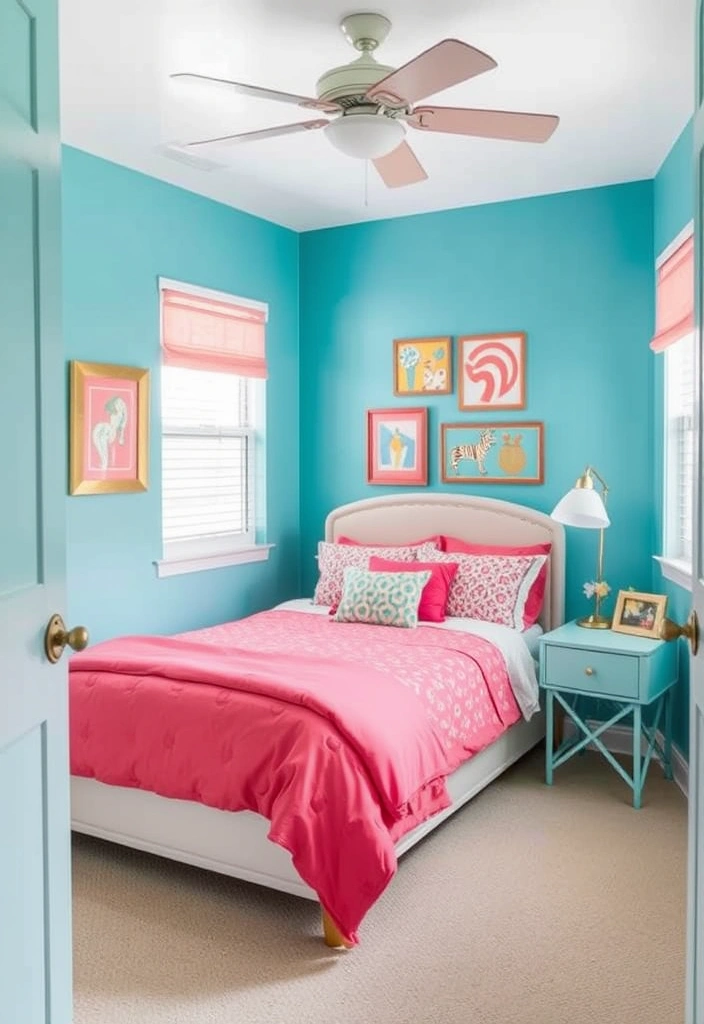 18 Stunning Blue Colour Schemes for Small Bedrooms That Create Ultimate Cozy Vibes! - 10. Aqua and Coral