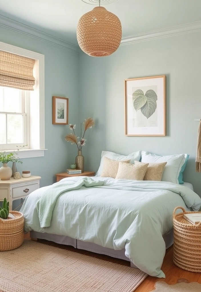 18 Stunning Blue Colour Schemes for Small Bedrooms That Create Ultimate Cozy Vibes! - 17. Light Blue and Sage Green