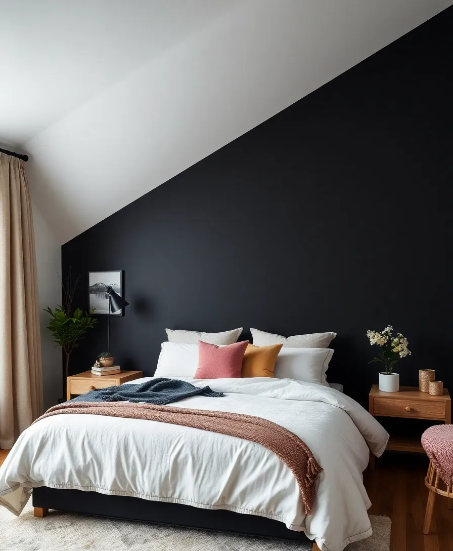 20 Bold Accent Wall Ideas That'll Make Your Bedroom Pop on a Budget! I Love the Black Accent Wall (14)! - 14. Black Accent Wall