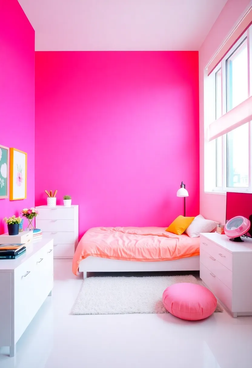 20 Bold Accent Wall Ideas That'll Make Your Bedroom Pop on a Budget! I Love the Black Accent Wall (14)! - 15. Playful Neon Colors