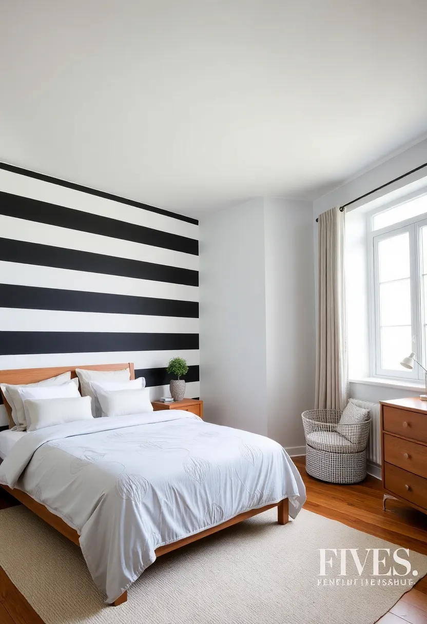 20 Bold Accent Wall Ideas That'll Make Your Bedroom Pop on a Budget! I Love the Black Accent Wall (14)! - 2. Bold Stripes