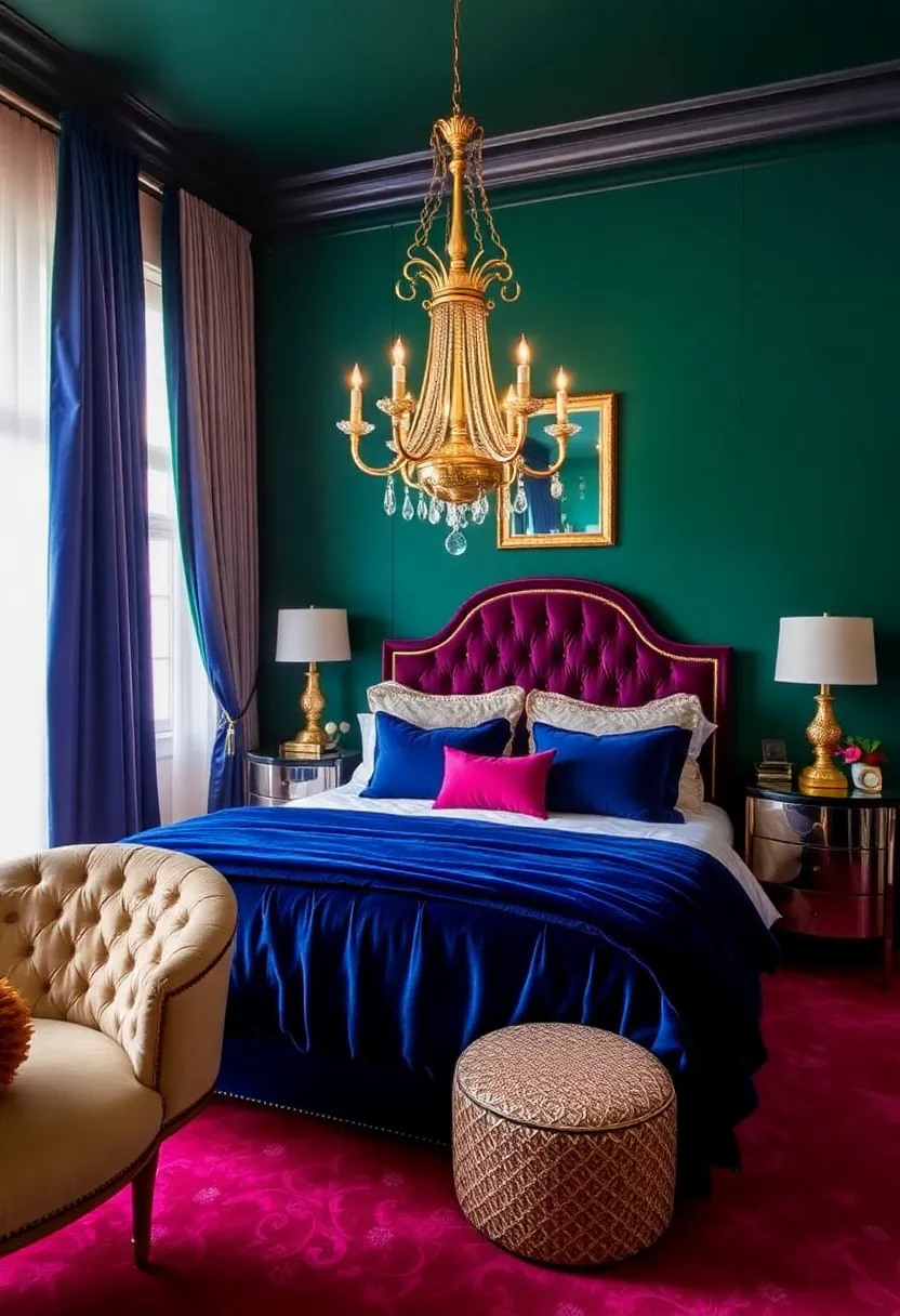 20 Colourful Bedroom Themes That'll Make You Fall in Love with Your Space Again! - 11. Glamorous Jewel Tones