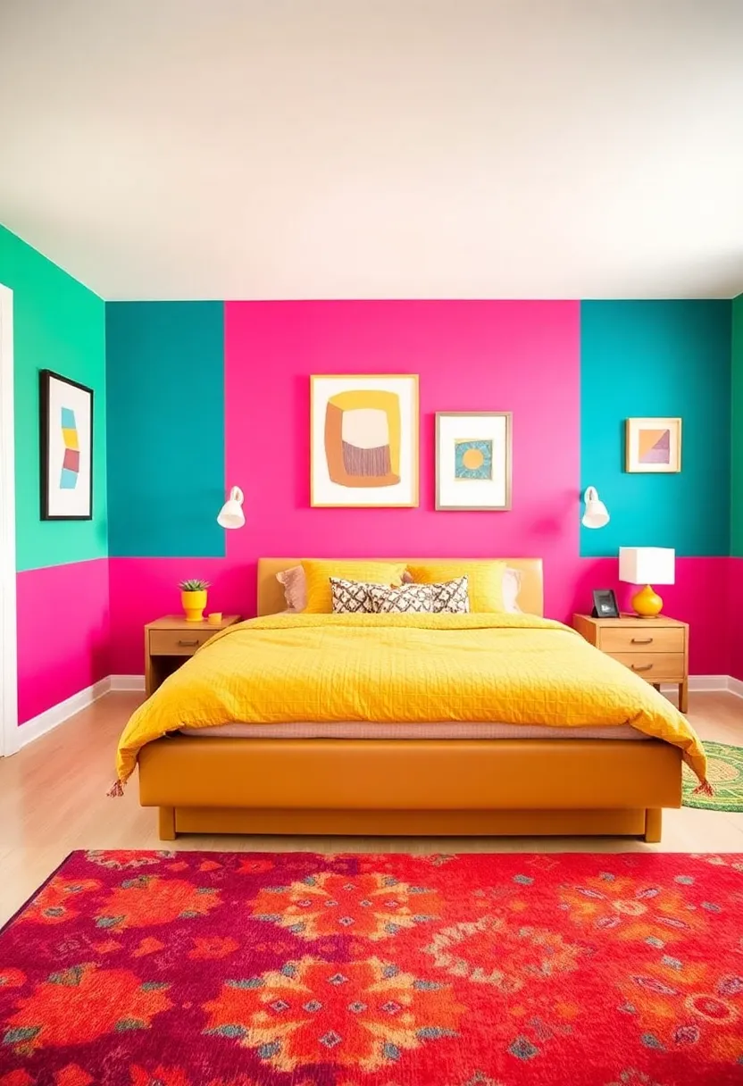 20 Colourful Bedroom Themes That'll Make You Fall in Love with Your Space Again! - 8. Color Blocked Bliss