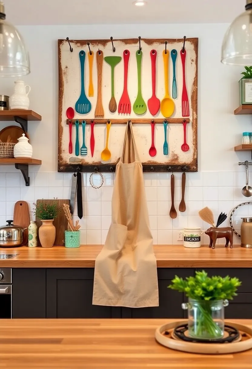 20 Kitschy Kitchen Storage Hacks That Are as Fun as They Are Functional (We Love 11!) - 11. Quirky Wall Art with Hooks