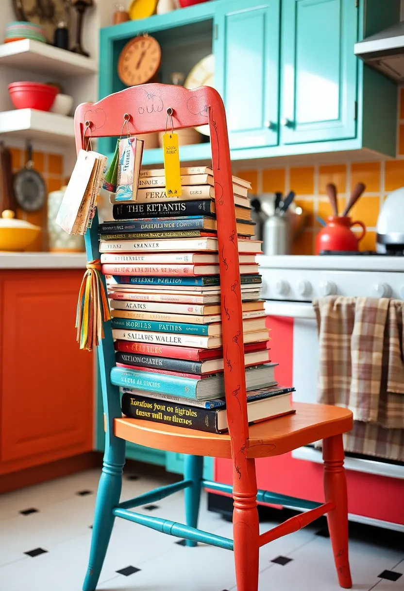 20 Kitschy Kitchen Storage Hacks That Are as Fun as They Are Functional (We Love 11!) - 17. Funky Chair Storage for Cookbooks