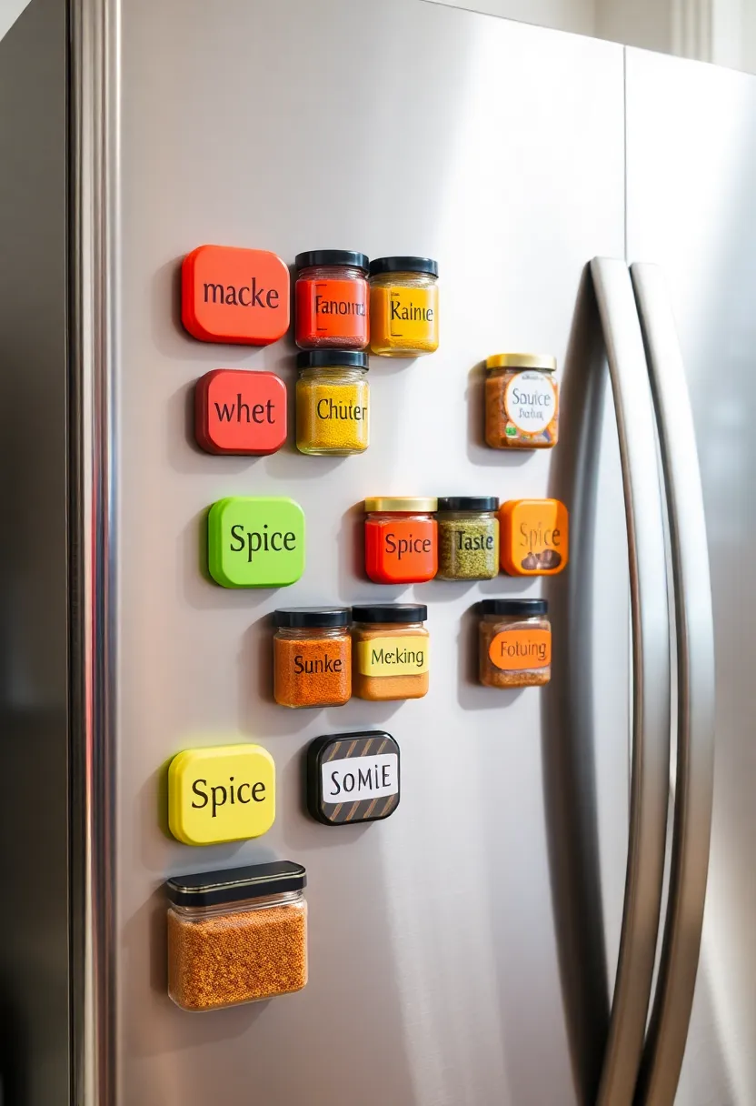 20 Kitschy Kitchen Storage Hacks That Are as Fun as They Are Functional (We Love 11!) - 7. Colorful Magnetic Spice Jars