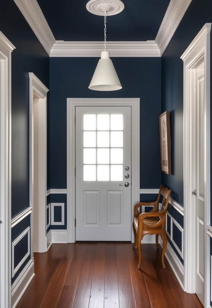 7 Color Schemes for Your Victorian Hallway That Will Change Everything! - 3. Classic Navy Blue and Crisp White