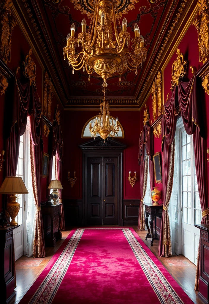 7 Color Schemes for Your Victorian Hallway That Will Change Everything! - 5. Bold Burgundy and Gold