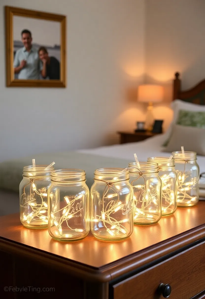 Cozy Lighting Ideas That Transform Your Bedroom Into a Relaxing Oasis! - String Lights in Mason Jars