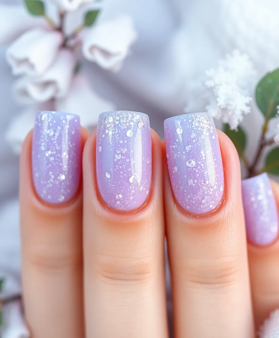 Pastel January Nails That Will Brighten Up Your Winter Days! - 10. Icy Lavender Glitter