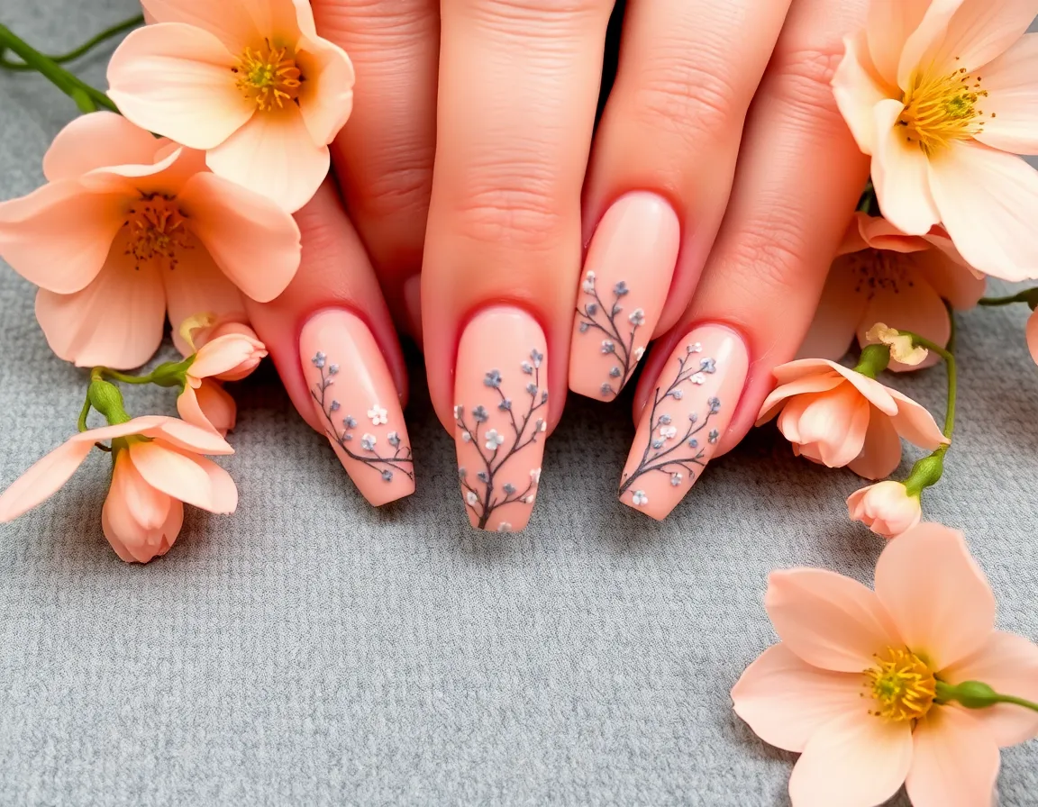 Pastel January Nails That Will Brighten Up Your Winter Days! - 9. Whimsical Peach and Gray