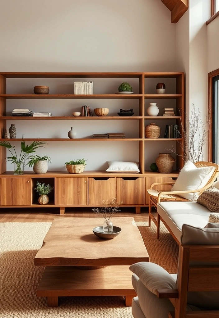 12 Stunning Japanese Living Room Decor Ideas for a Harmonious Haven (You Won't Believe #6!) - 4. Use Natural Wood for Furniture