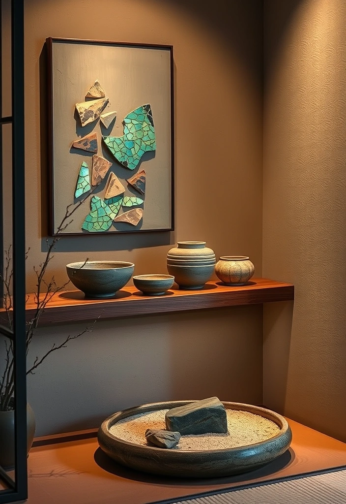 12 Stunning Japanese Living Room Decor Ideas for a Harmonious Haven (You Won't Believe #6!) - 5. Create a Zen Corner with a Kintsugi Display