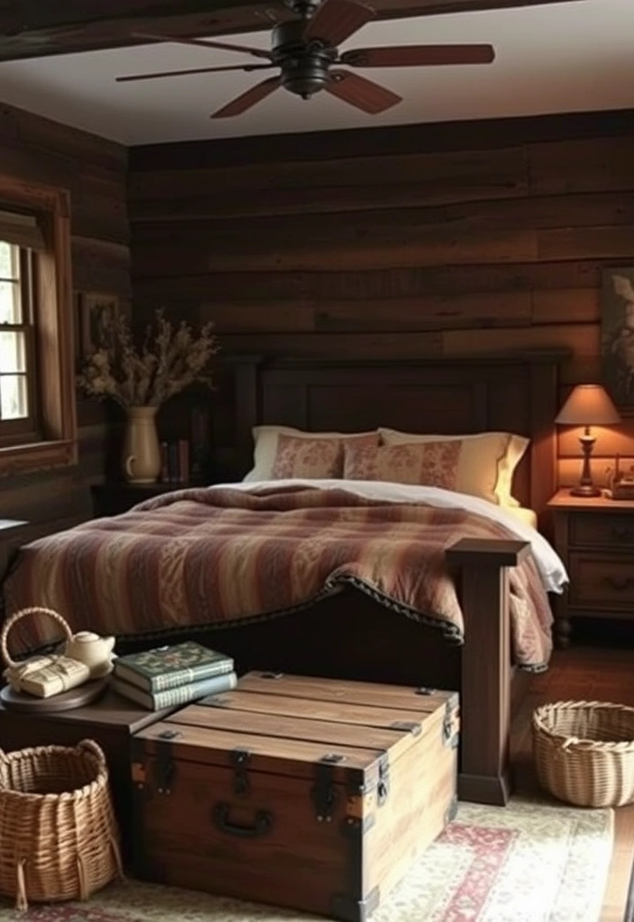 15 Cozy Bedroom Inspirations in Earthy Tones for the Perfect Modern Retreat! - 3. Rustic Charm with Dark Woods