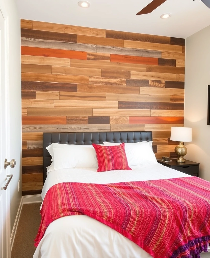 15 Earthy Modern Bedroom Ideas for a Cozy Retreat - 6. Accent Wall with Natural Materials