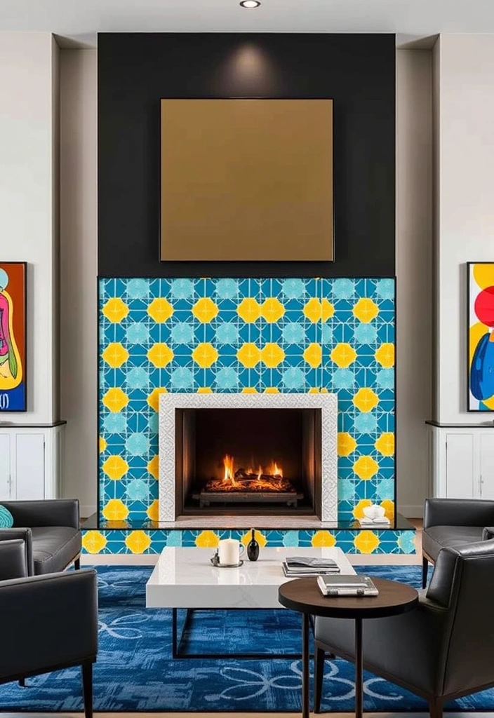 15 Stunning Fireplace Makeover Ideas That'll Make Your Home Feel Brand New! - 4. Geometric Tile Designs